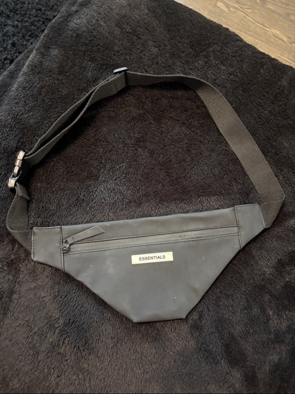 Essentials Black Belt Bag with Front Zip